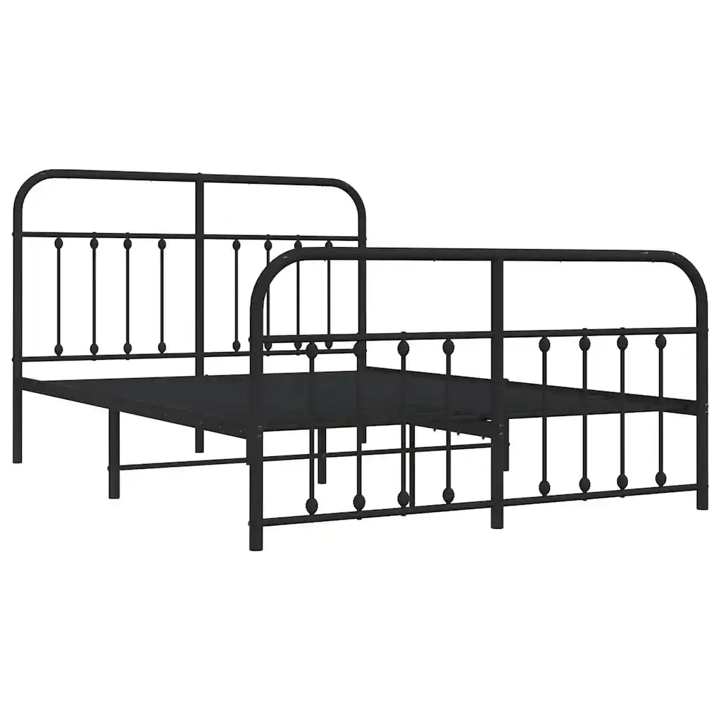 Giroletto con Testiera e Pediera Metallo Nero 150x200 cm 352598