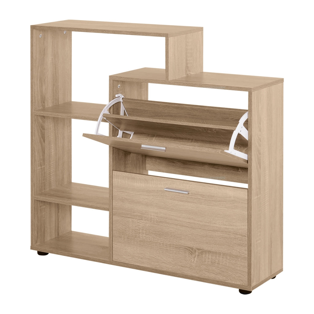 Scarpiera con Ripiani e Cestini ¨C zephmum ¨C Legno 101.5x25.5x98cm