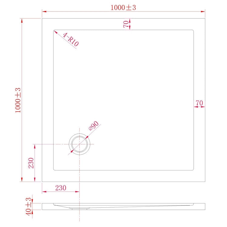 Piatto Doccia Slim 100x100x4 cm Quadrato Acrilico Bordato Bianco Effetto Pietra mod. Flower