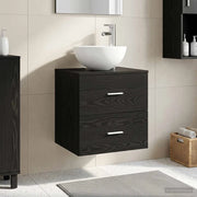 Mobile Lavabo da Parete Rovere Nero 49,5 x 41 x 64,5 cm 890263