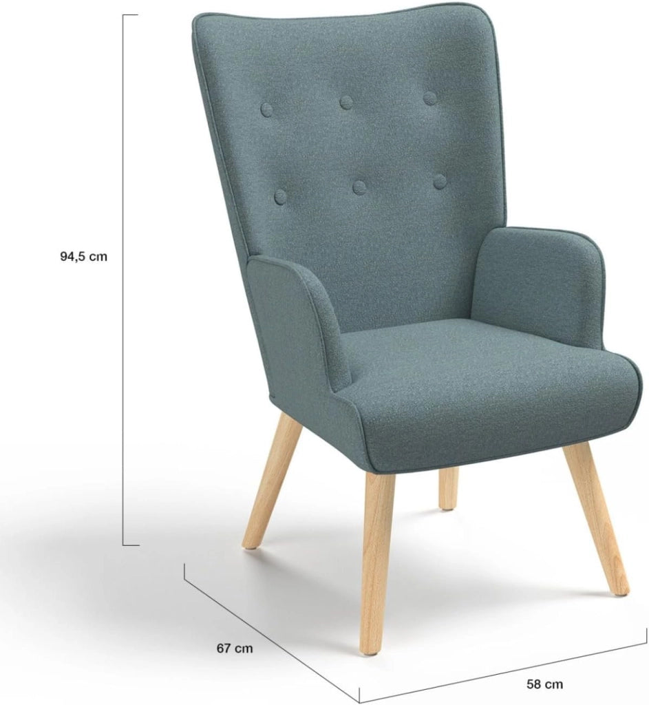 Sillón escandinavo IVAR en tejido verde eucalipto
