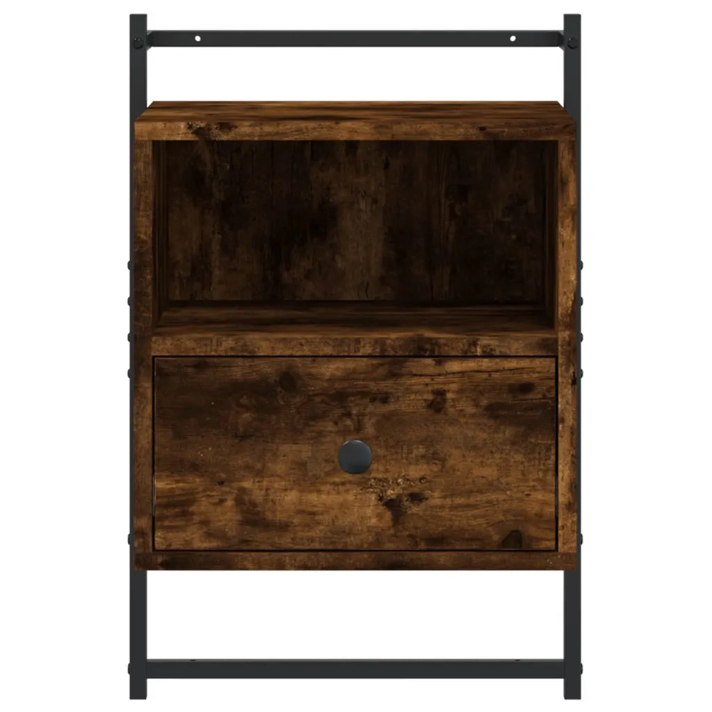 Comodino a Muro-Tavolino da notte sospeso Rovere Fumo 40x30x61 cm Legno Multistrato