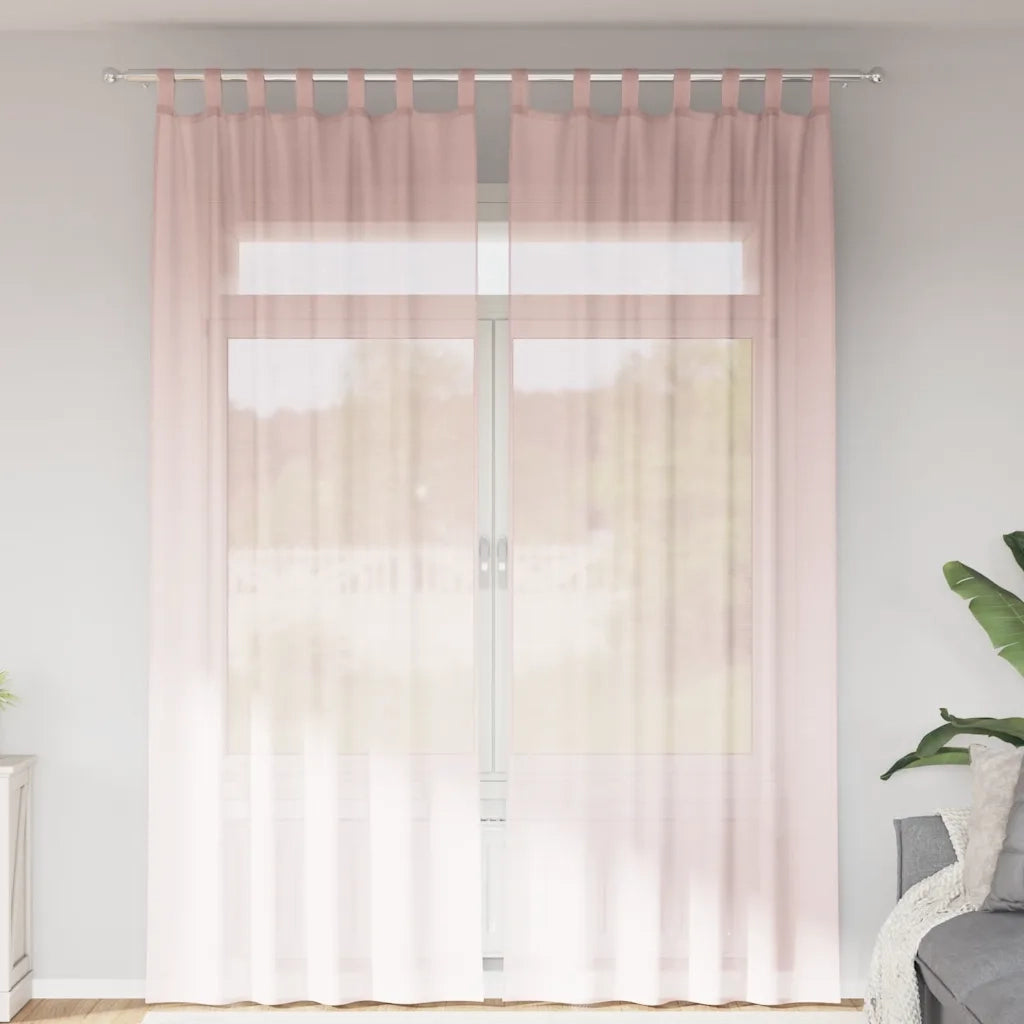 Tende in Voile con Tasche per Aste 2 pz Rosa Chiaro