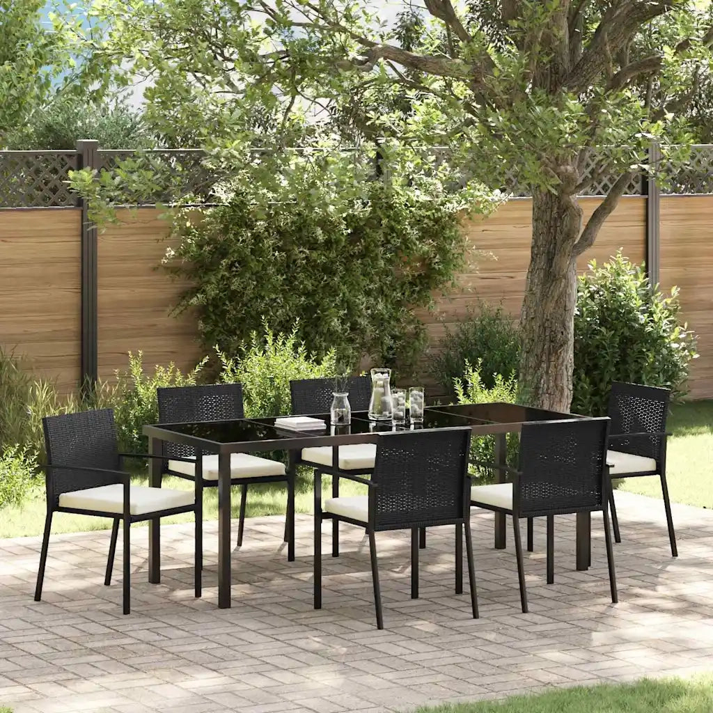 Set da Pranzo per Giardino 7 pcs Nero 3379238