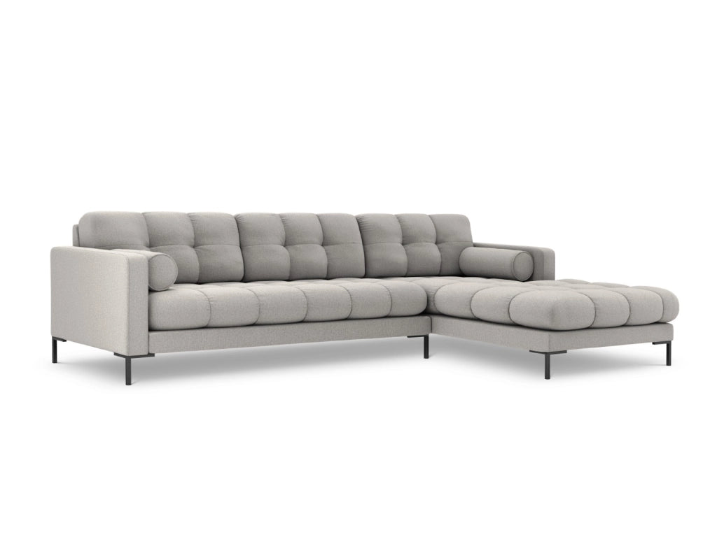 Cosmopolitan Design - Divano angolare destro "Bali" 5 posti in tessuto strutturato grigio chiaro 