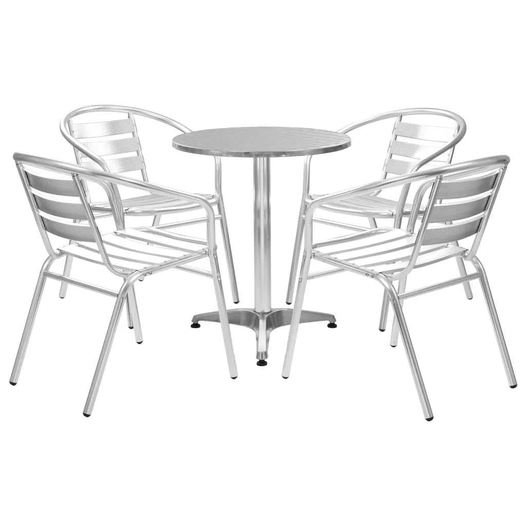 Set da Pranzo da Giardino 5 pz in Alluminio Argento cod mxl 55684