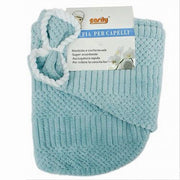 Trade Shop - Cuffia Asciugamano Shampoo Bagno Doccia Asciuga Capelli Fiocchetto Azzurro 79634 -