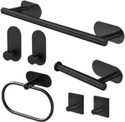 Sostegno asciugamani senza forare - 304 acciaio inossidabile - contenitore per carta igienica - appendiasciugamani autoadesivo - accessori bagno - fissaggio alla parete - nero.