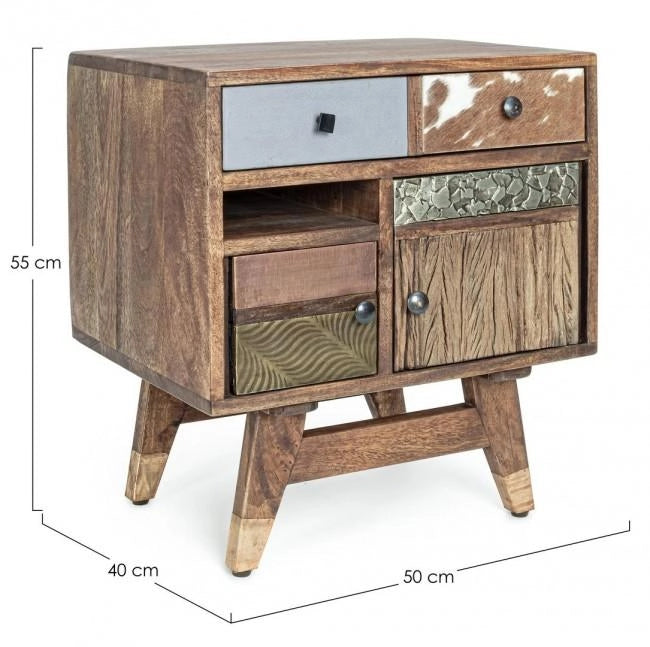 Comodino Dhaval 50x40x55 cm in Legno