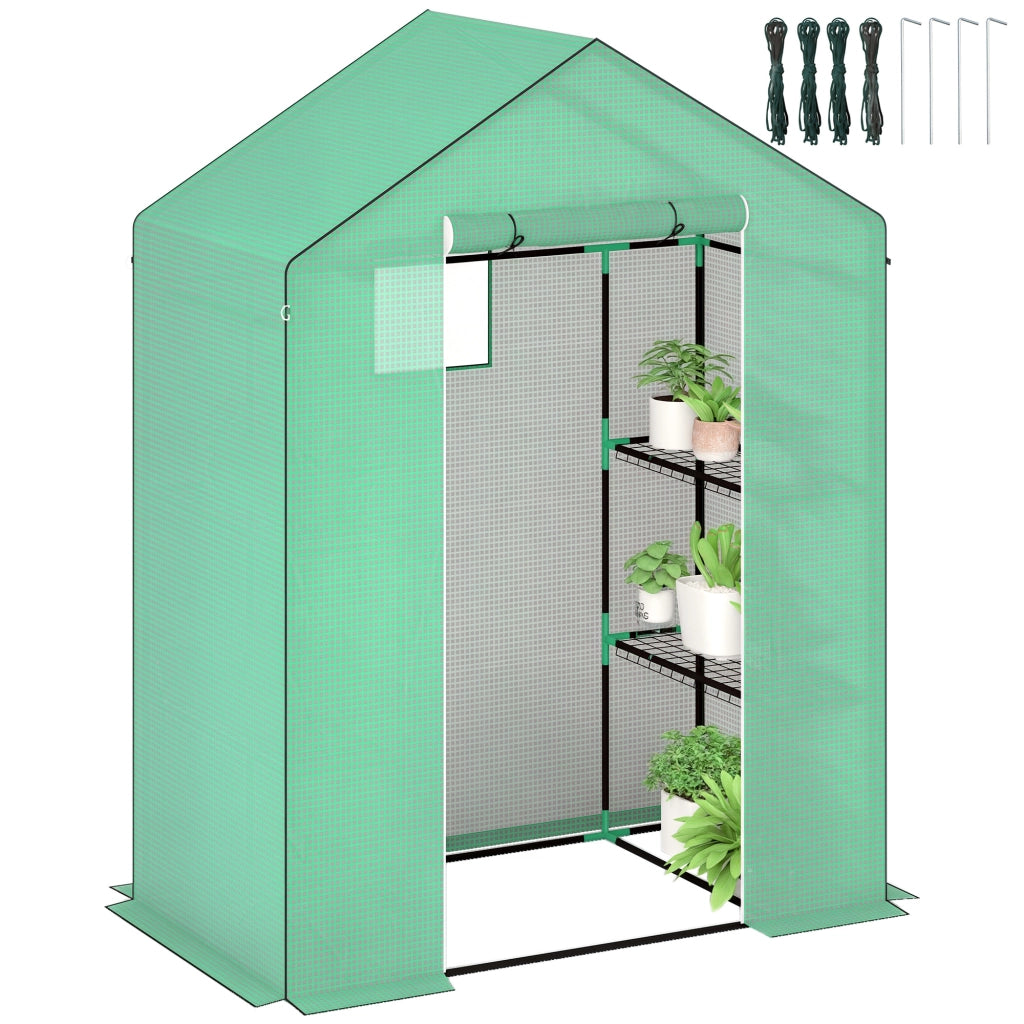 Serra da giardino con ripiani ¨C zephmum ¨C verde 143x74x190 cm