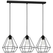 Lampada a sospensione loft nera barra 3xE27 Luminex