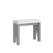 Consolle allungabile 90x40/196 cm Naxor Mix Small piano Bianco Frassino - struttura Cemento