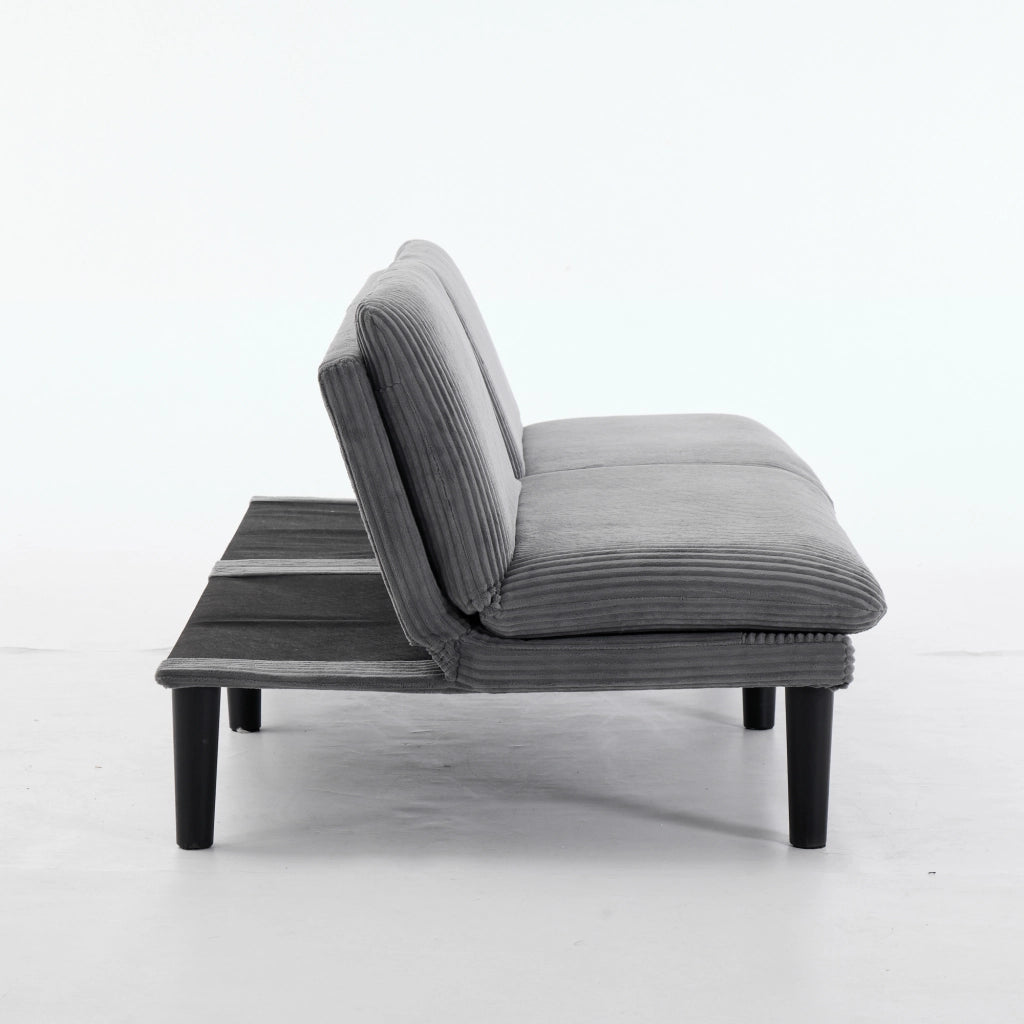 Divano convertibile 2 posti con schienale regolabile e funzione letto in velluto a coste grigio 88 × 85 × 18,5 cm