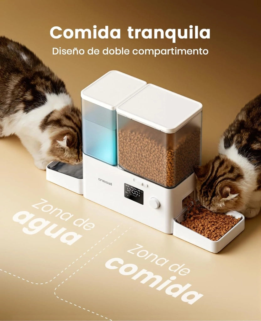 Distributore automatico per gatti e acqua, 36 tazze/8,5L, 2 in 1, per cibo pulito e acqua fresca, grande capacità, 5 l, dispenser di cibo per gatti e fontana a gravità da 3,5L per animali