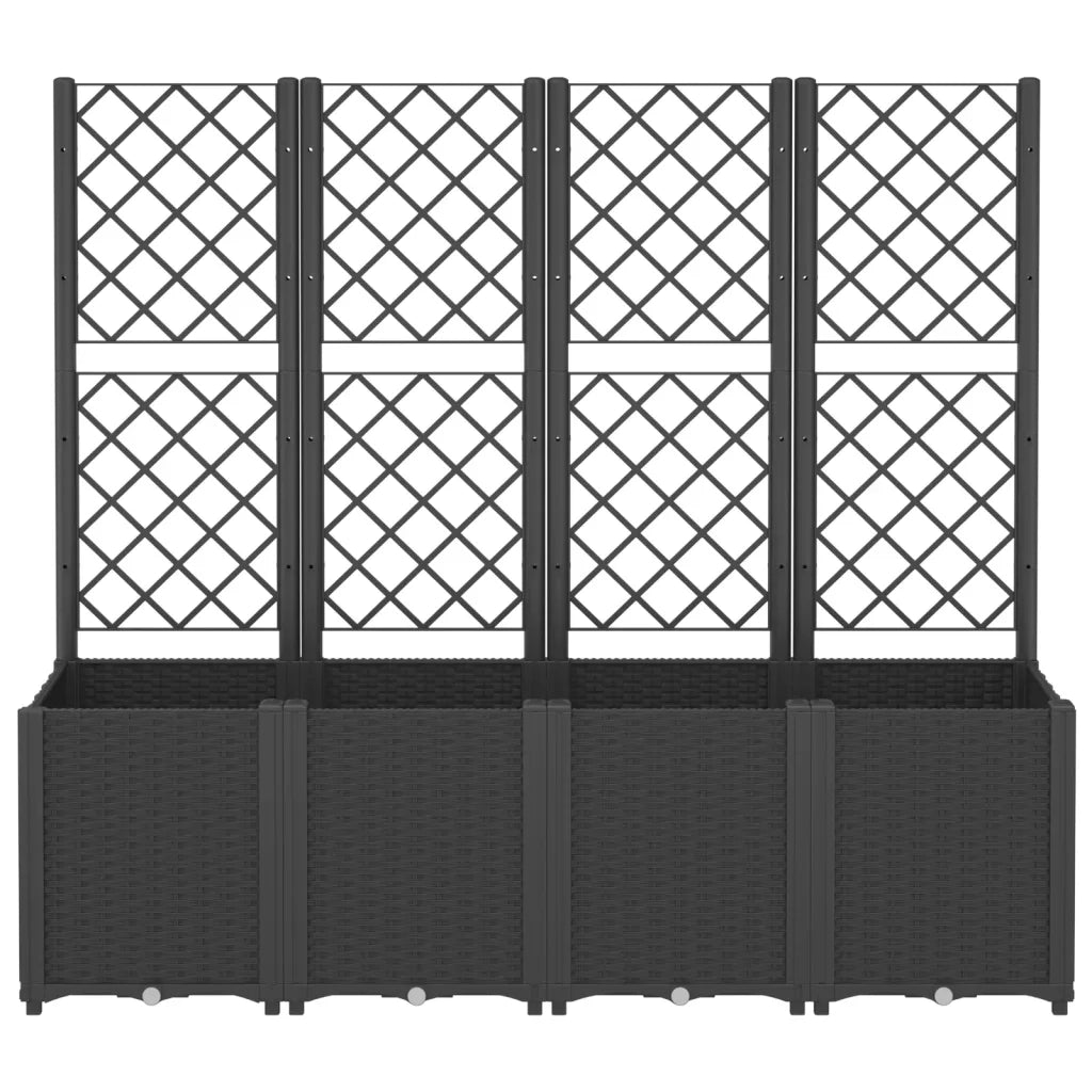 Fioriera da Giardino con Traliccio Nera 160x40x140 cm in PP 367873