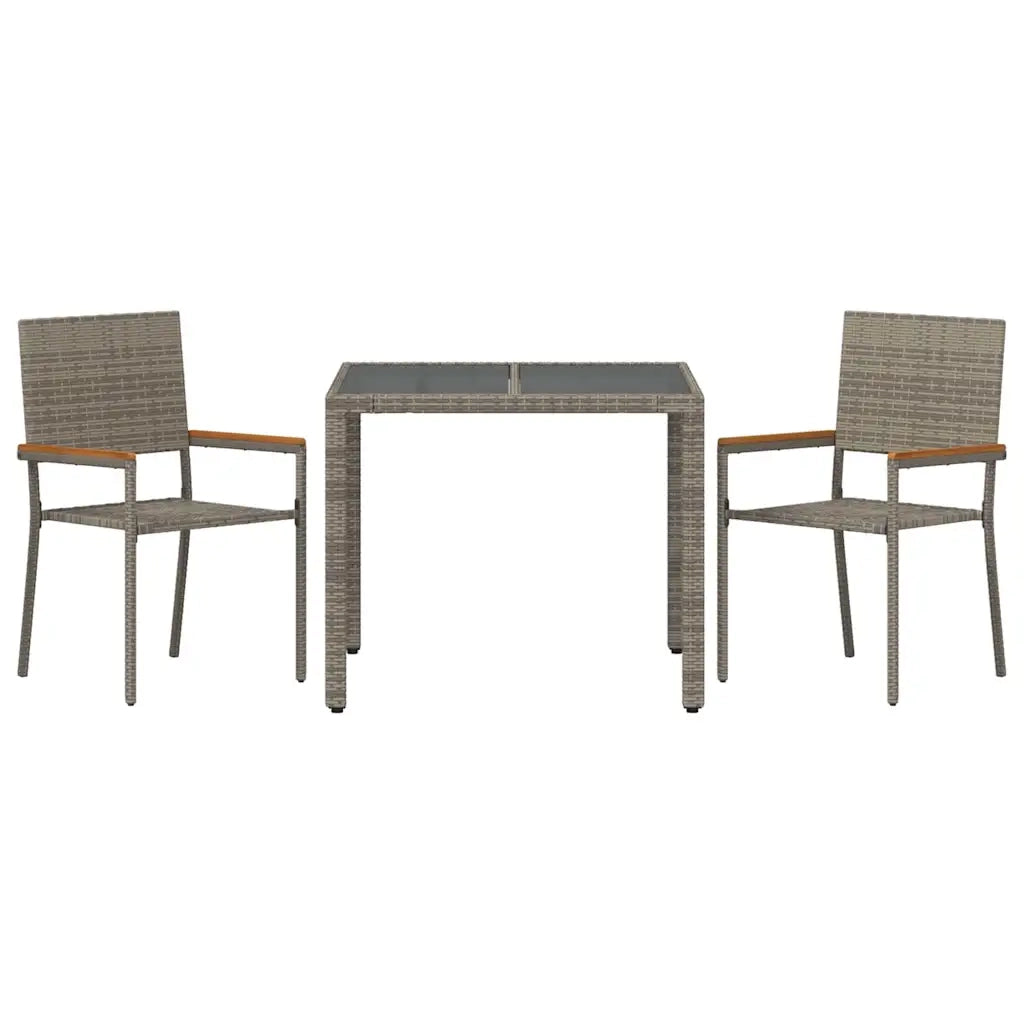 Set da Pranzo per Giardino 3 pcs Grigio polyrattan 3365385