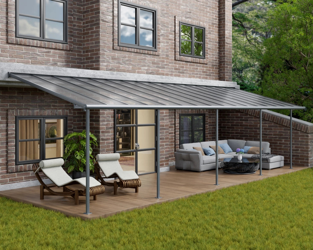 Pergola Sierra Addossata in Alluminio  3X9.7 m Grigio