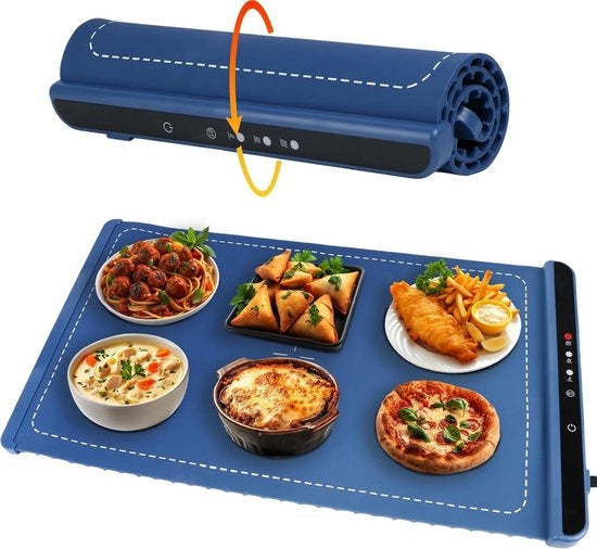 Mat di riscaldamento in silicone - piastra di riscaldamento pieghevole - blu - per alimenti