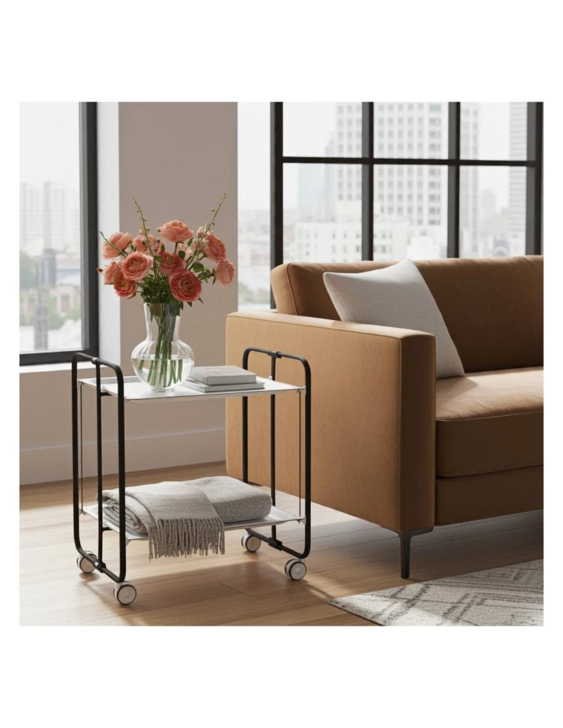 Carrello da cucina pieghevole nero con ruote BAUHAUS 2 ripiani