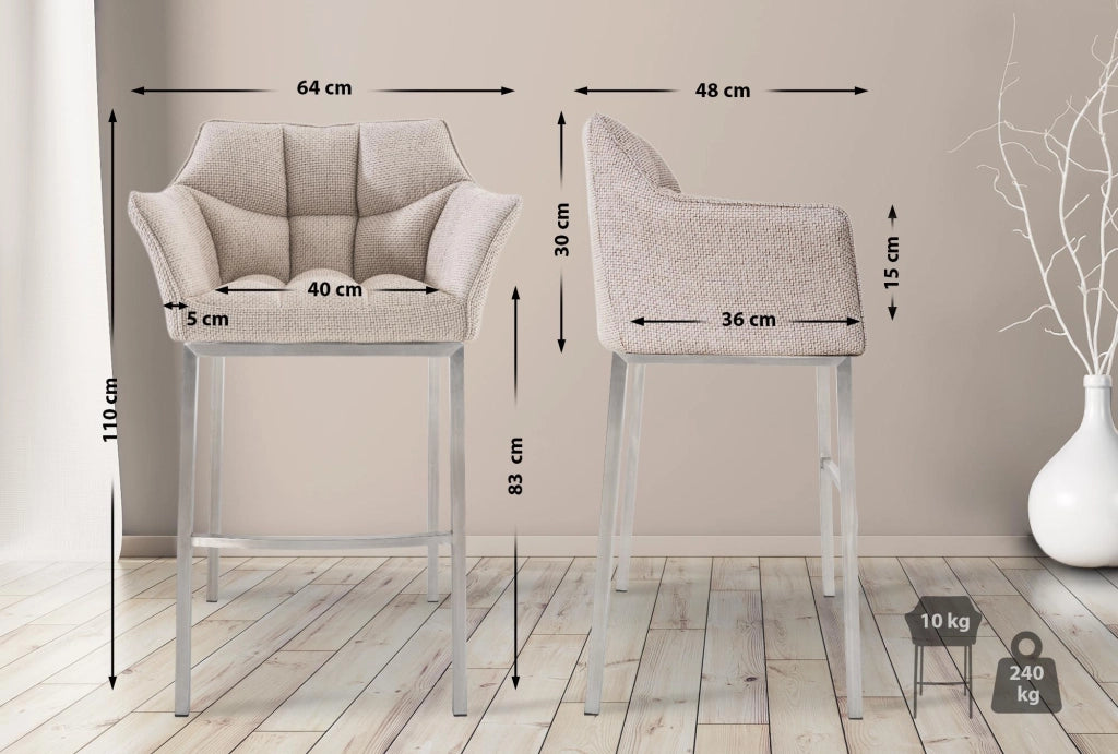 Barhocker Damaso E Stoff mit 4-FuЯ Gestell