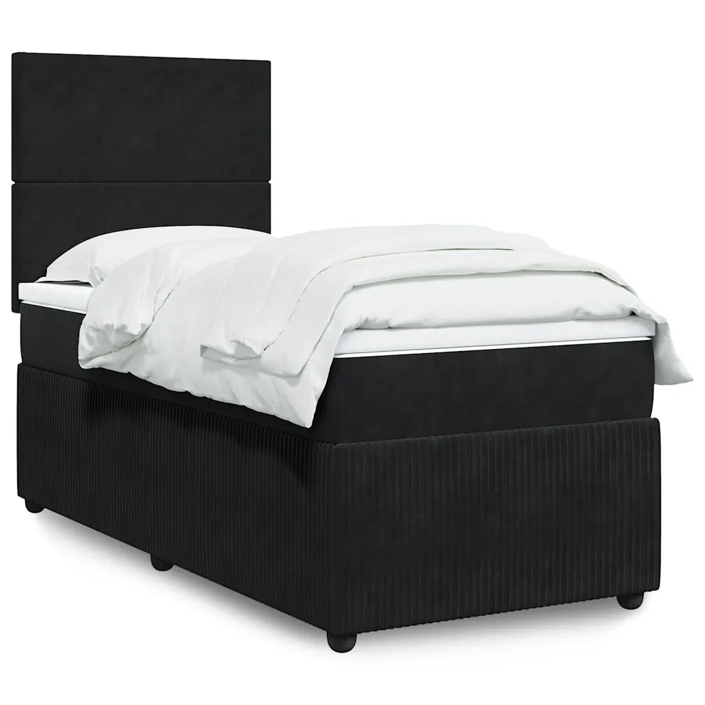 Giroletto a Molle con Materasso Nero 90x190 cm in Velluto 3292210