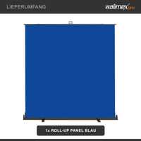 Fondale fotografico a rullo blu 210 x 220 cm, sfondo avvolgibile con supporto, sistema per studi fotografici, pannello ingualcibile per fotografia