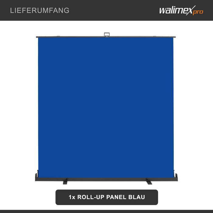 Fondale fotografico a rullo blu 210 x 220 cm, sfondo avvolgibile con supporto, sistema per studi fotografici, pannello ingualcibile per fotografia