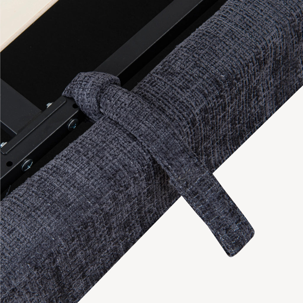 Letto Francese Contenitore Tröstiar con Apertura a Ribalta e Luce LED 140x200 cm - Effetto Lino Blu [en.casa]