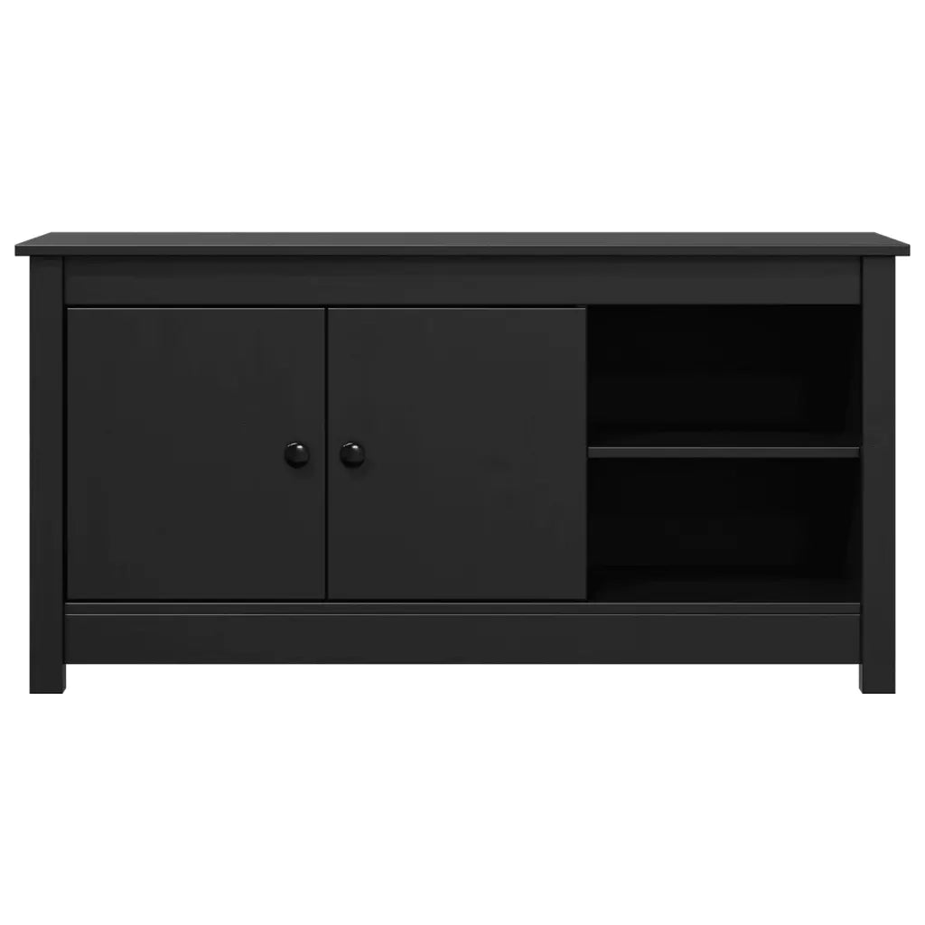 Mobile Porta TV Nero 103x36,5x52 cm in Legno Massello di Pino