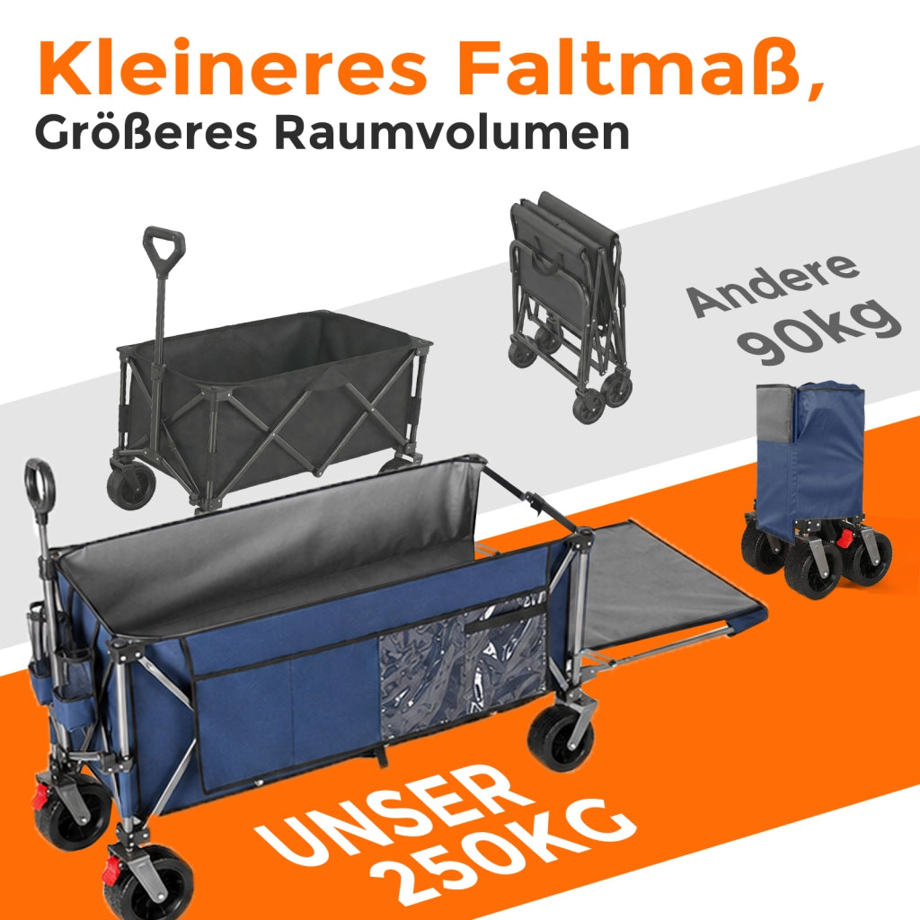 CARRELLO PIEGHEVOLE 180 cm Blu in Acciaio con sponda posteriore estensibile