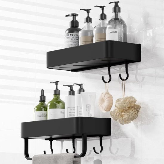 Piastrelle doccia senza fori - kit bagno - 2 pezzi - nero - alluminio