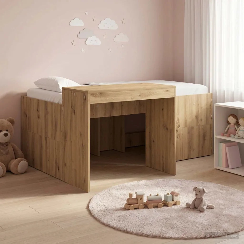 Letto alto per bambini con scrivania Rovere Artigianale 3422674