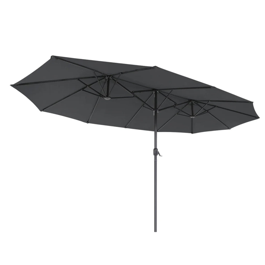 Ombrellone doppio 460 x 270 cm ombrellone extra large per terrazzo protezione UPF 50+ con manovella per giardino esterno piscina spiaggia senza base grigio 12_0001789