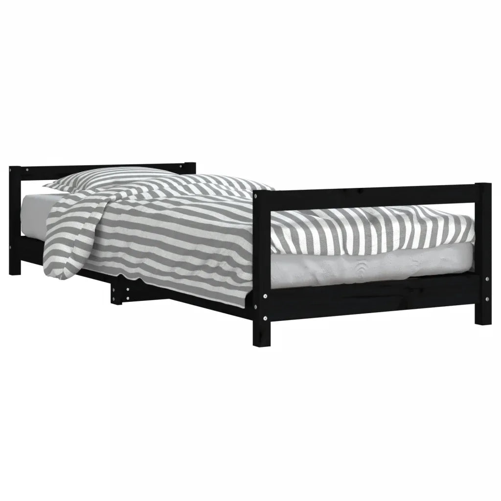 Giroletto per Bambini | Letto Infantile | Lettino Nero 90x190 cm in Legno Massello di Pino