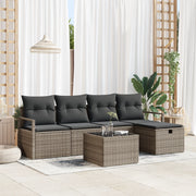 Set di divani da giardino  da 6 pezzi con cuscini grigi in Polyrattan