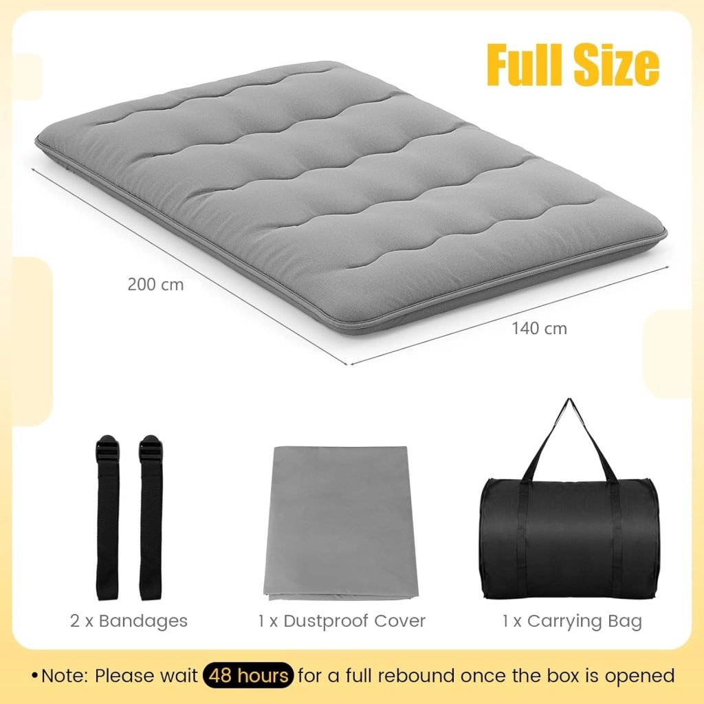 Materasso da pavimento 140 x 200 cm, Futon giapponese pieghevole, con borsa per il trasporto e fodera rimovibile, per camera degli ospiti, camera da letto