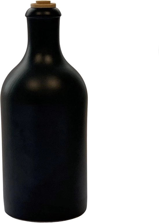 Dispensatore di olio da 500 ml in ceramica con beccuccio - 2 pezzi, nero - Made in Germany