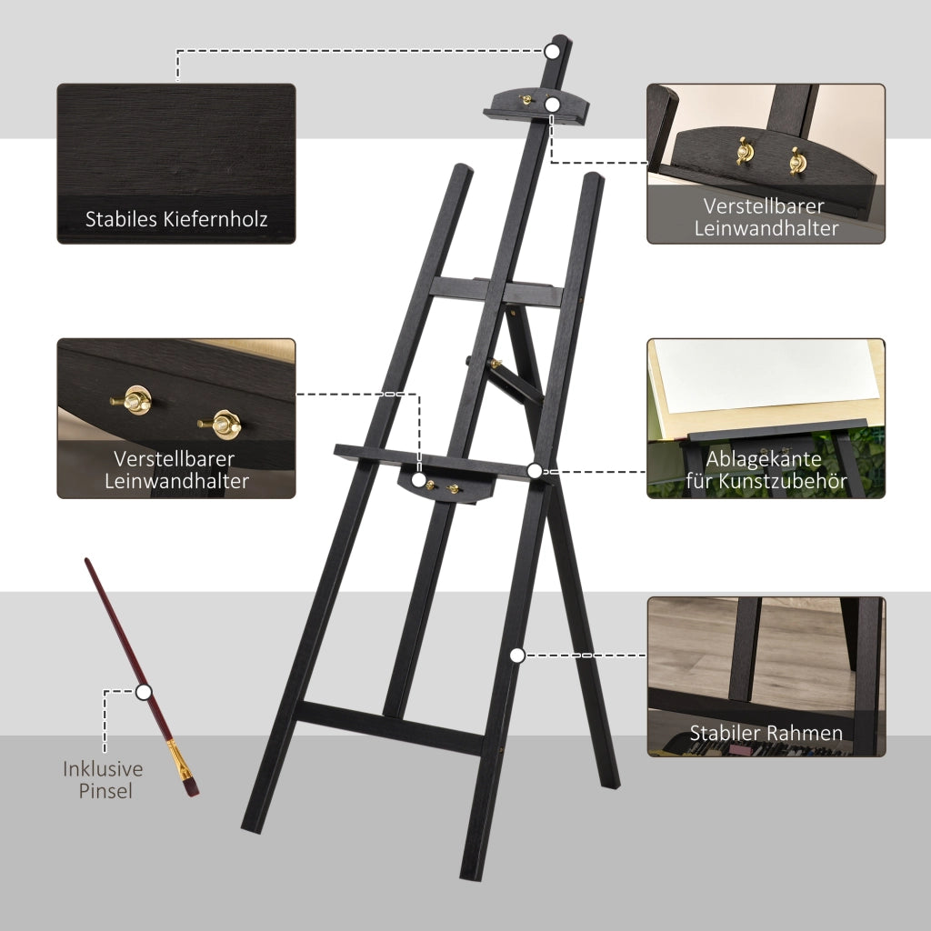 Cavalletto in Legno per Pittura ¨C zephmum ¨C 134.5 cm Alto Nero