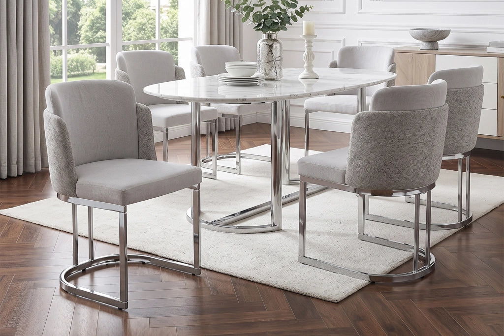 SEDIA da pranzo Set da 4 pezzi 61,5x53,5x86 cm Chenille Grigio Argento