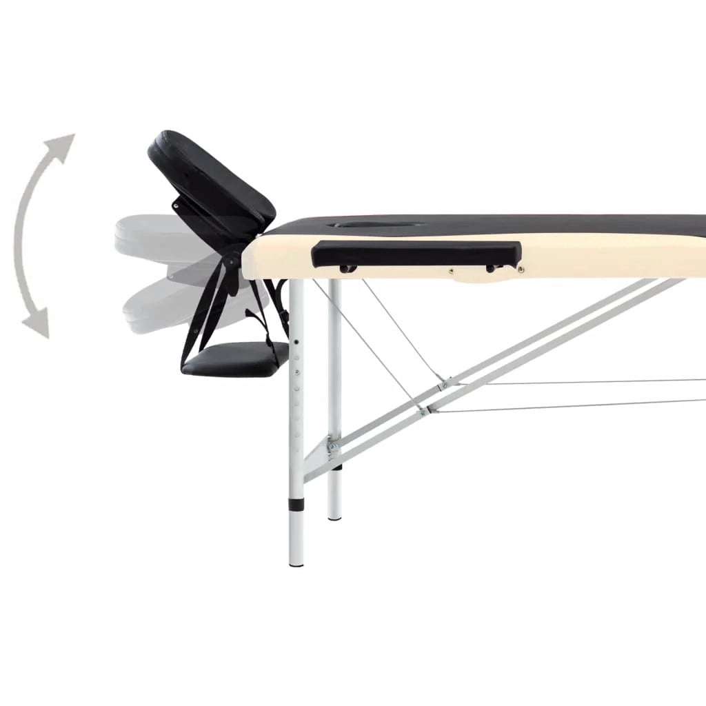 Lettino da massaggio pieghevole OK 2 sezioni acciaio inox nero e beige 02_0001806