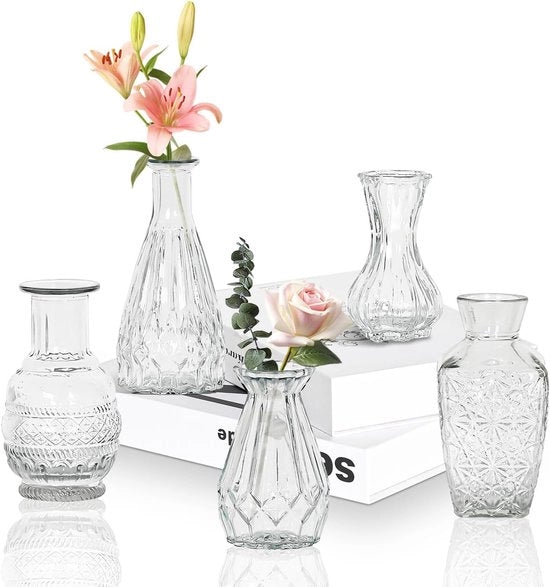 Set di vasi in vetro per decorazione da tavola, mini, trasparente
