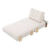 Poltrona letto pieghevole - con funzione letto e schienale ergonomico - in corduroy - beige