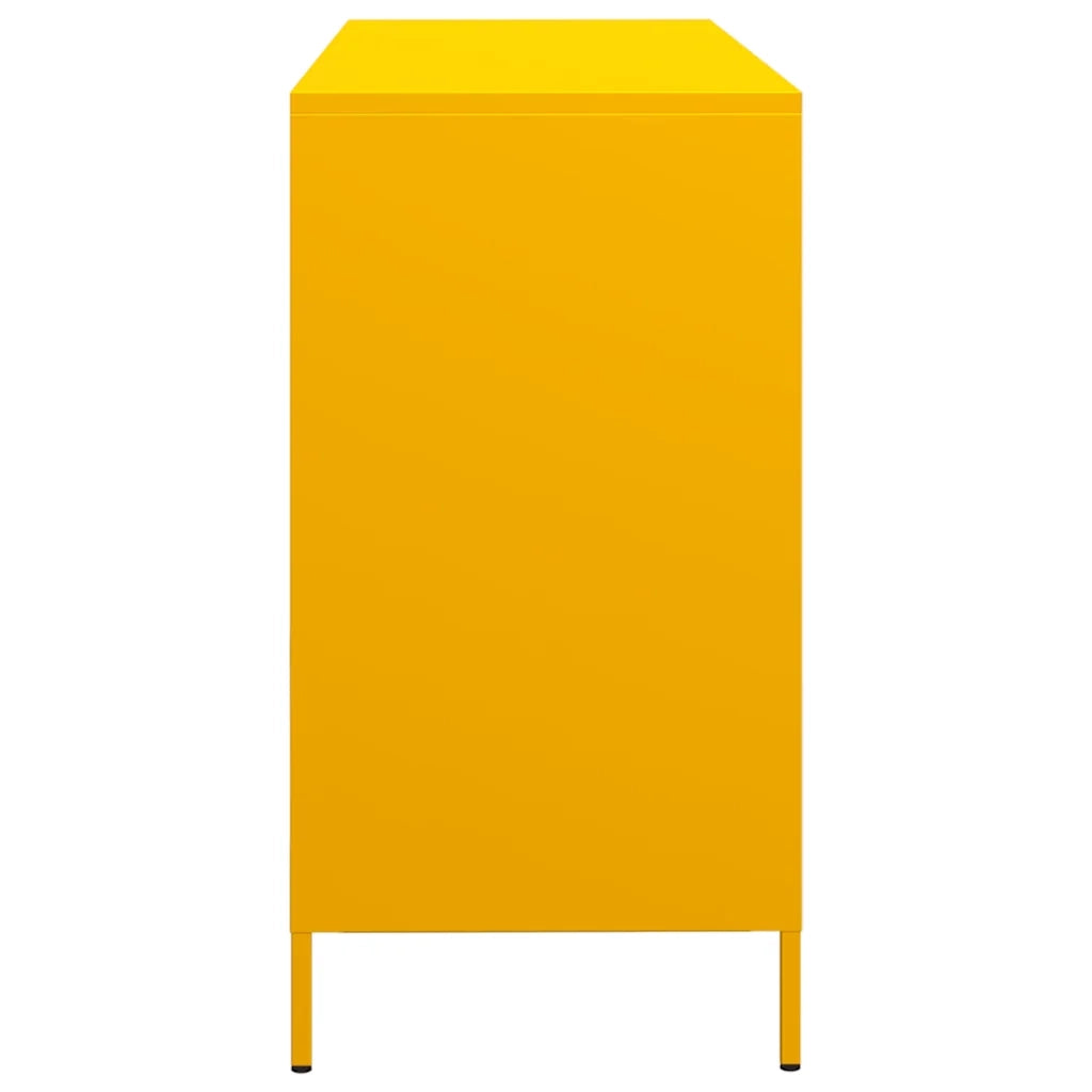 Credenza-Buffet-Armadio da cucina Giallo Senape 135x39x73,5 cm Acciaio Laminato a Freddo 774796