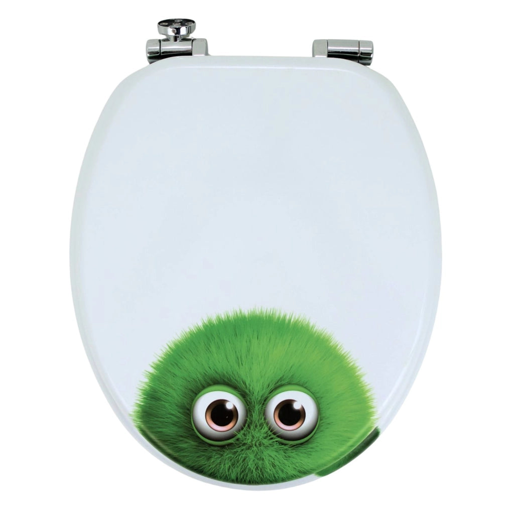 Sedile wc copri vater universale frizionato fantasia in mdf chiusura rallentata *** fantasia green sponge, confezione 1