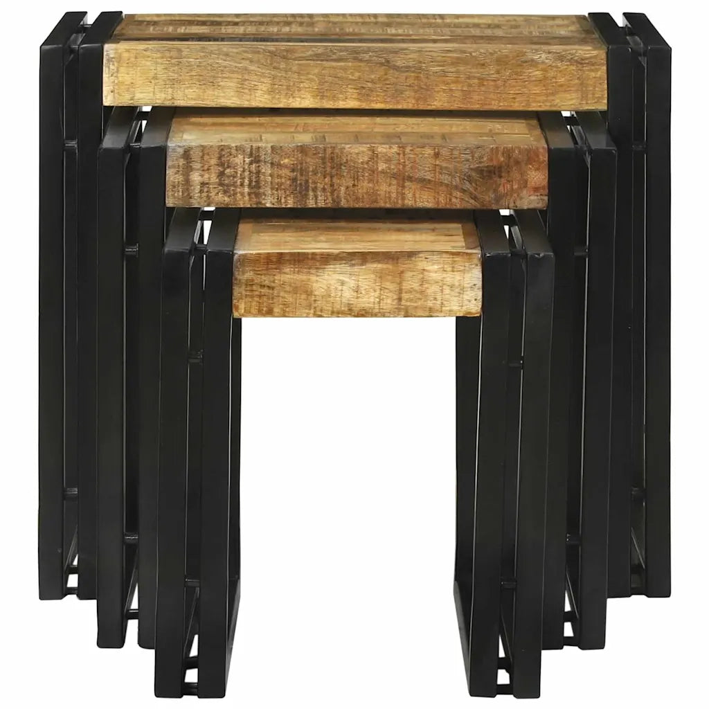 Tavolo Nesting 3 pcs Legno di mango massello e metallo 4104727