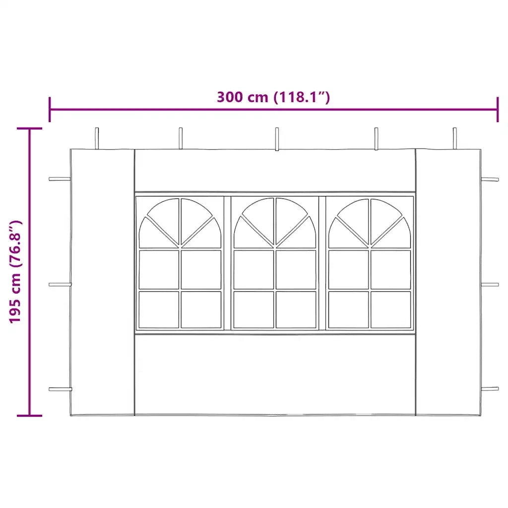 Parete per Tendostruttura 2 pz con Finestra in PE Blu 45115