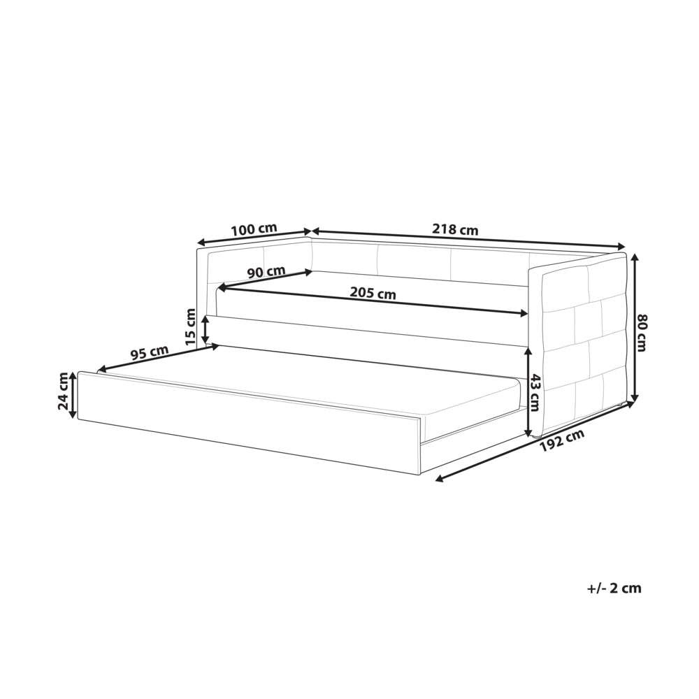 Letto a scomparsa con rete a doghe in velluto 90 x 200 cm glamour bianco panna