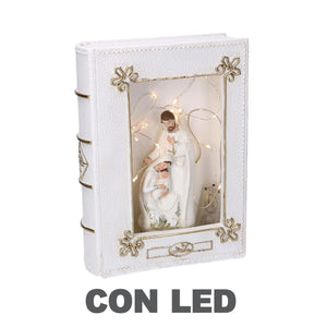 Libro resina natività led bianco cm 16x5,5xh22,2