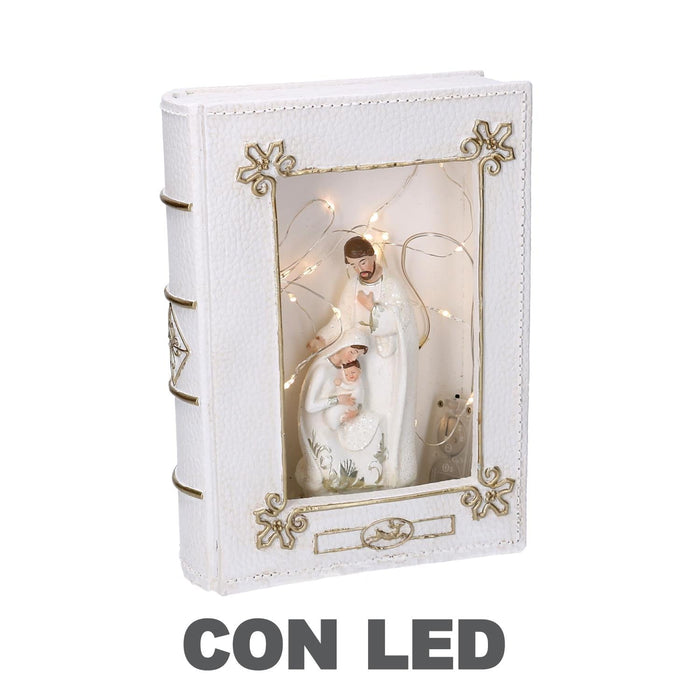 Libro resina natività led bianco cm 16x5,5xh22,2