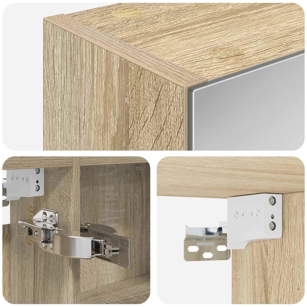 Mobiletto per specchio da bagno con lo scaffale Rovere Sonoma